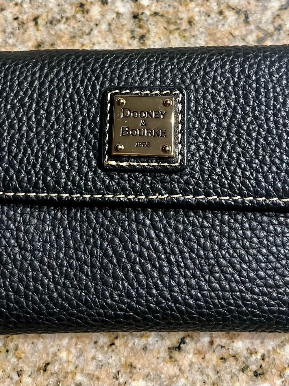 Dooney & Bourke Black Pebbled Leather Small Flap Wallet
